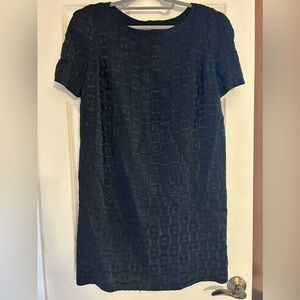 Vintage Carmen Marc Valvo Linen Black Geometric Dress size 10